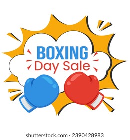 Boxing Gloves Comic speech bubble with Boxing Day Sale text