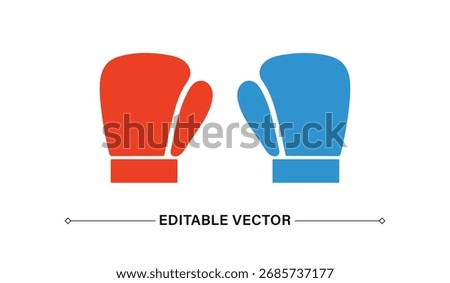 Boxing gloves confrontation icon. Red vs blue fight concept.