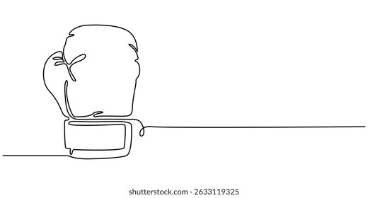 Boxing gloves continuous one line drawing, Boxing gloves illustration with line style design. Boxing glove in one continuous single line art drawing style isolated on white background, Boxing gloves.