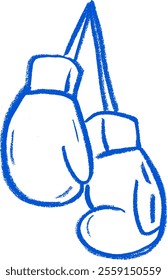 Boxing Gloves Crayon Chalk Drawing Vector