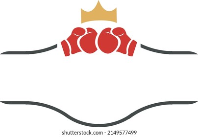 Boxing gloves with a crown and blank border frame