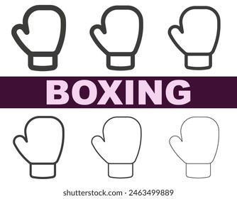 Boxing gloves of different line thickness. Vector Boxing gloves. EPS 10.