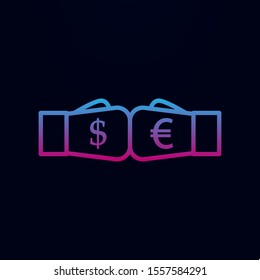 Boxing gloves dollar and euro nolan icon. Simple thin line, outline vector of trade wars icons for ui and ux, website or mobile application