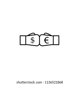 boxing gloves dollar and euro outline style icon. Element of currency war icon for mobile concept and web apps. Thin line boxing gloves dollar and euro outline style icon