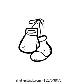 boxing gloves doodle icon vector 