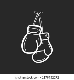 boxing gloves doodle icon vector 