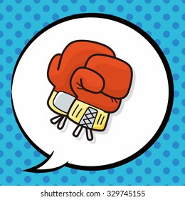 Boxing gloves doodle, speech bubble