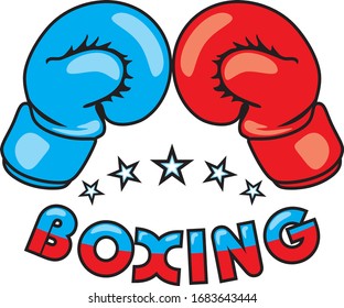 Boxing gloves. Emblem for design. Vector