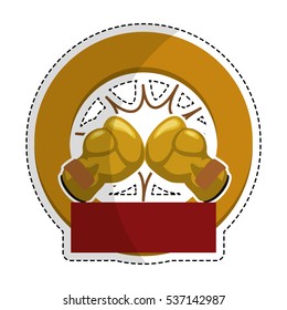 boxing gloves emblem icon image vector illustration design 