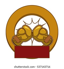 boxing gloves emblem icon image vector illustration design 