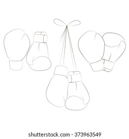 Boxing gloves. Equipment for boxing, protection hand. Vector illustration