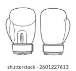 Boxing Gloves Fashion hand Sport accessory clothing technical illustration garment. Vector front palm back view for Men, women, unisex style flat template CAD mockup sketch outline on white background