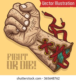 Boxing gloves. Fight or die - vector illustration.