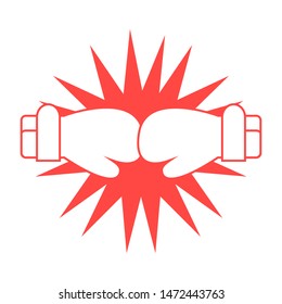 Boxing gloves fight emblem. Vector illustration.