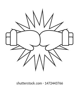 Boxing gloves fight emblem. Vector illustration.
