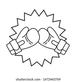 Boxing gloves fight emblem. Vector illustration.