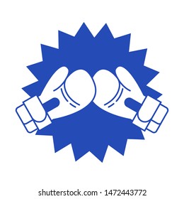 Boxing gloves fight emblem. Vector illustration.