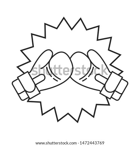 Boxing gloves fight emblem. Vector illustration.