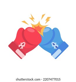 Boxing gloves. Fighting sports competition.