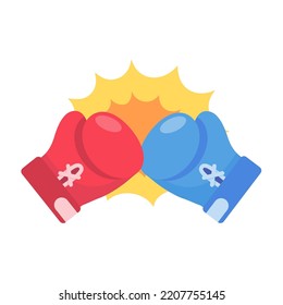 Boxing gloves. Fighting sports competition.
