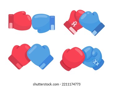 Boxing gloves. Fighting sports competition.