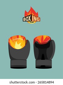 Boxing gloves  fire. Vector illustration