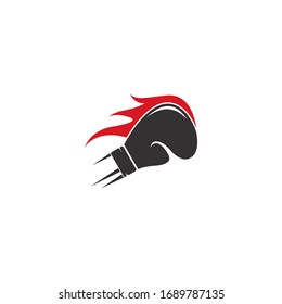 guantes de boxeo con logotipo de llama diseño de icono vectorial 