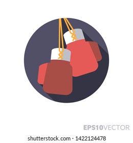 Boxing gloves flat design round icon. Color symbol of martial arts and combat sport. Long shadow vector illustration in a circle isolated on white background.