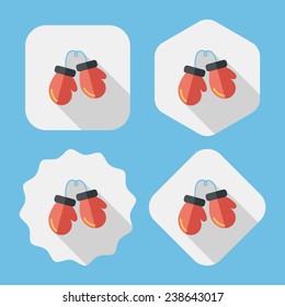boxing gloves flat icon with long shadow, eps10