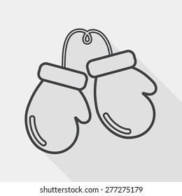 Boxing Gloves Flat Icon With Long Shadow, Line Icon