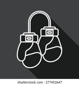boxing gloves flat icon with long shadow, line icon