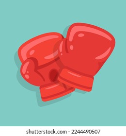 Guantes de boxeo icono de estilo plano sobre fondo azul. Ilustración vectorial.