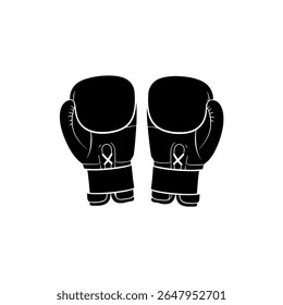 Boxing Gloves Front Silhouette - Sport Equipment Icon for Fitness Brands