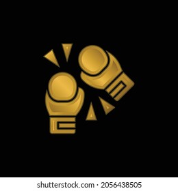 Boxing Gloves gold plated metalic icon or logo vector