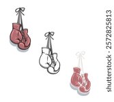 boxing gloves. hand drawn. realistic. detailed. easy to edit. drawing with line art. vector illustrations