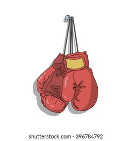 Boxing gloves hanging on a nail