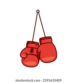 Boxing gloves hanging vector isolated on white background.