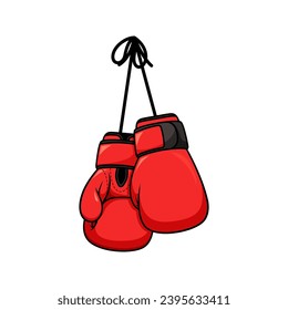 Boxing gloves hanging vector isolated on white background.