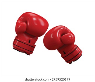 Icono de guantes de boxeo Icono de guantes de boxeo en 3d concepto de guantes de boxeo rojos para entrenamiento físico, entrenamiento de fuerza, competencia de boxeo o Ilustración vectorial de ícono de ropa deportiva autoprotectora