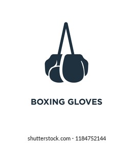 Boxing gloves icon. Black filled vector illustration. Boxing gloves symbol on white background. Can be used in web and mobile.