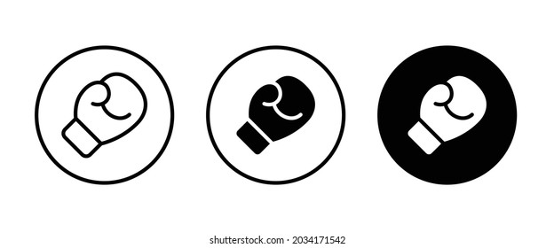 botón de icono de guantes de boxeo, vector, signo, símbolo, logotipo, ilustración, trazo editable, estilo de diseño plano aislado en blanco