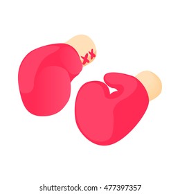 Boxing gloves icon in cartoon style isolated on white background. Training symbol