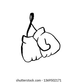 Boxing gloves icon. Grunge vector dry brush illustration.