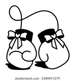 Boxing gloves icon in hand drawn style 
