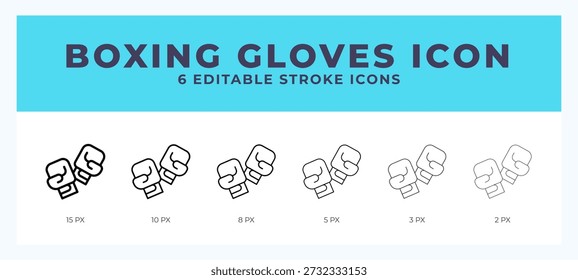 Vector de ilustración de icono de guantes de boxeo con trazo editable.