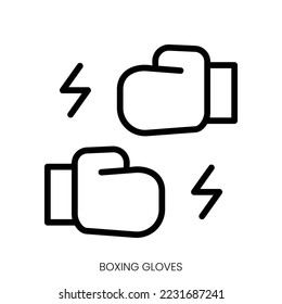 boxing gloves icon. Line Art Style Design Isolated On White Background