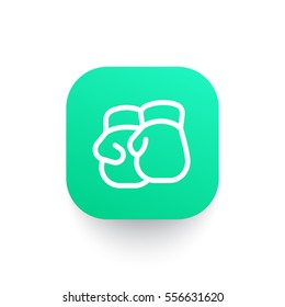 Boxing gloves icon in linear style, vector illustration