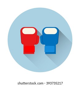 boxing gloves icon long shadow red and blue