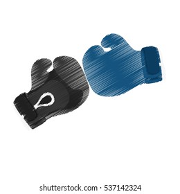 boxing gloves icon over white background. sport equipment concept. colorful and sketch design. vector illustration