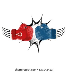 boxing gloves icon over white background. sport equipment concept. colorful and sketch design. vector illustration